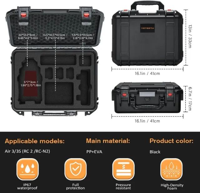 Maleta Rígida YETEETH P/DJI Air 3 Case DJI RC 2/RC-N2 - Foto 2