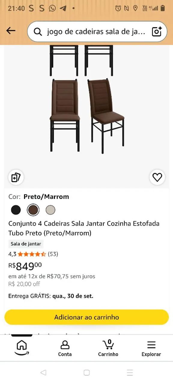 Vendo jogo de cadeiras 