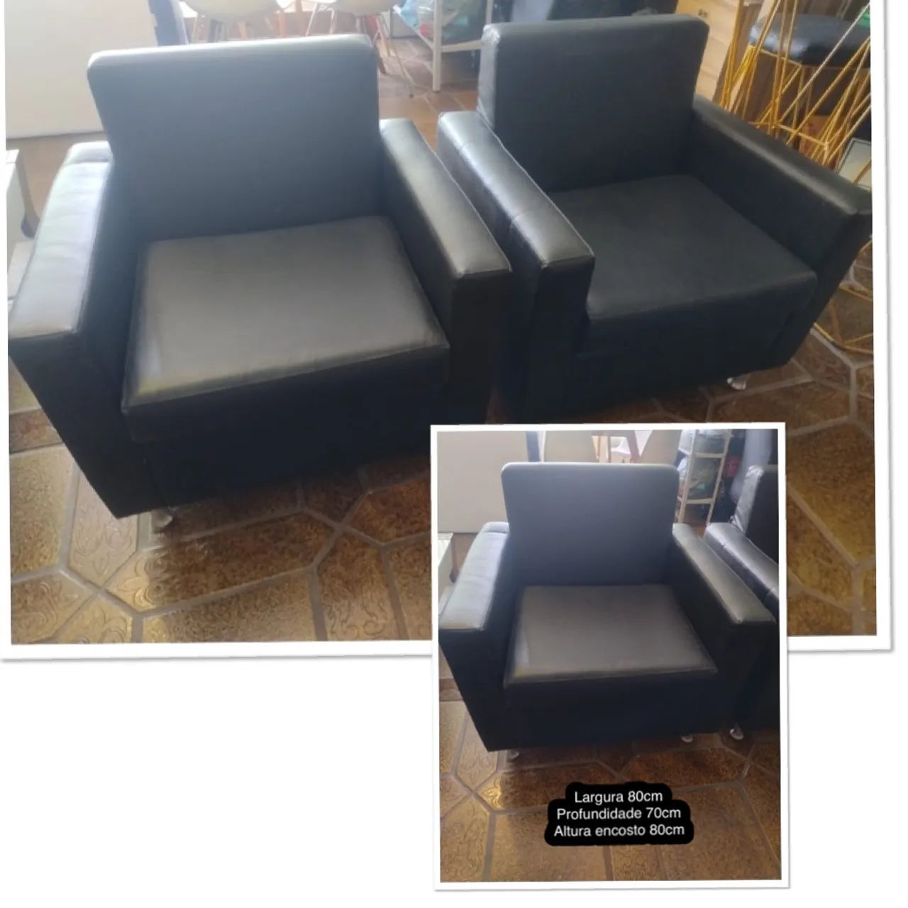 Par de poltronas em couro 