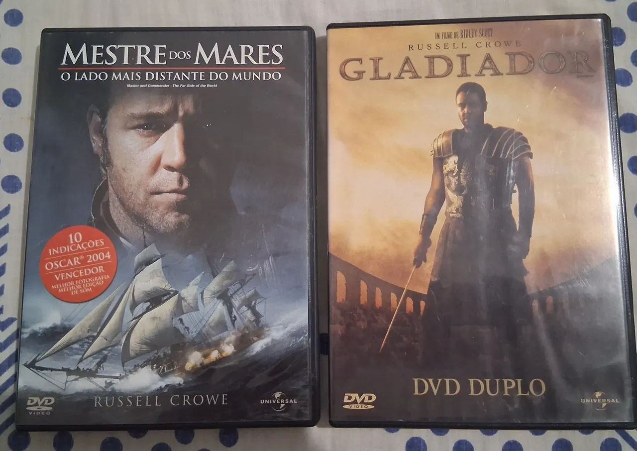 LOTE DVDS - MESTRES DOS MARES + GLADIADOR (DUPLO)