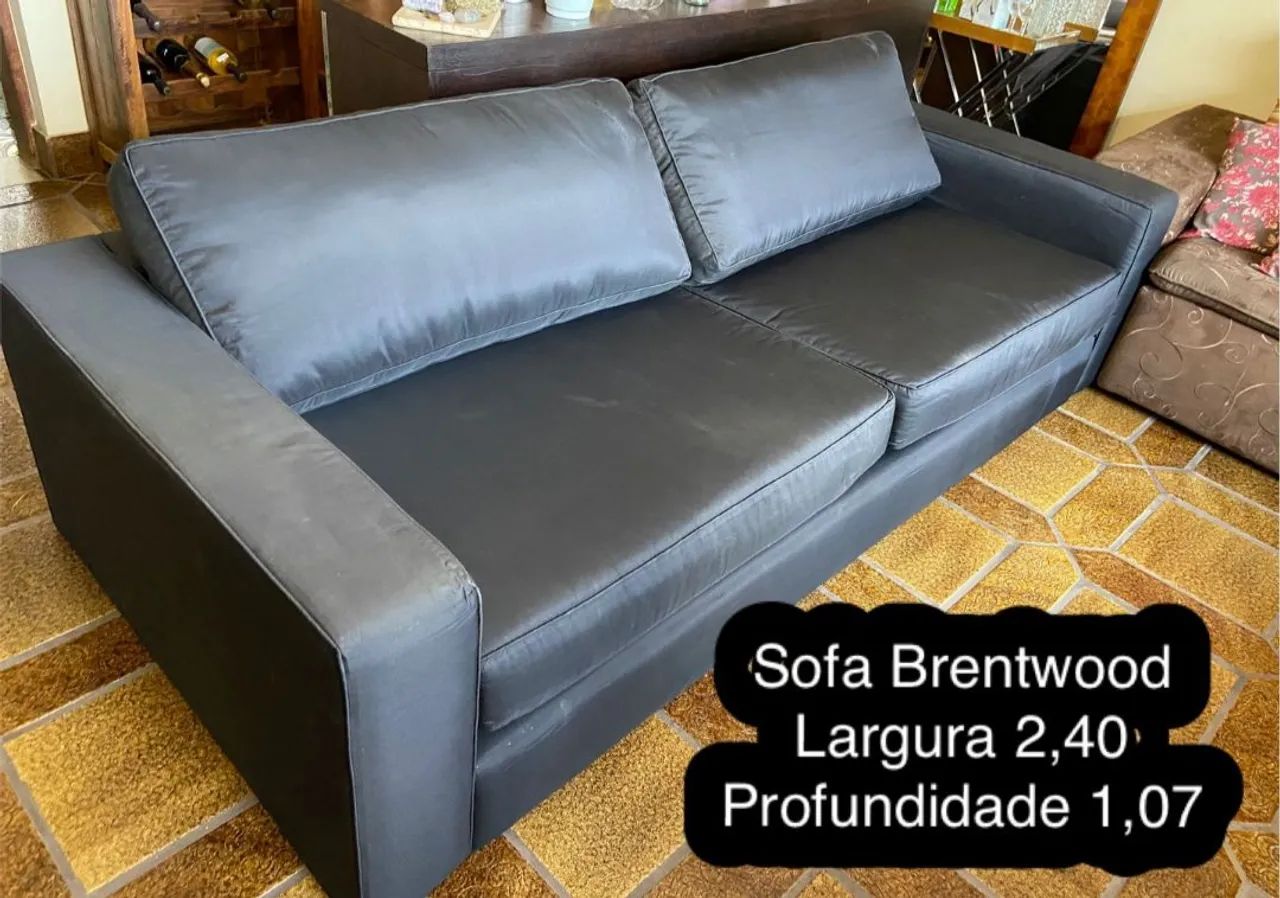 Sofá Courino Preto Grande Brentwood Original 