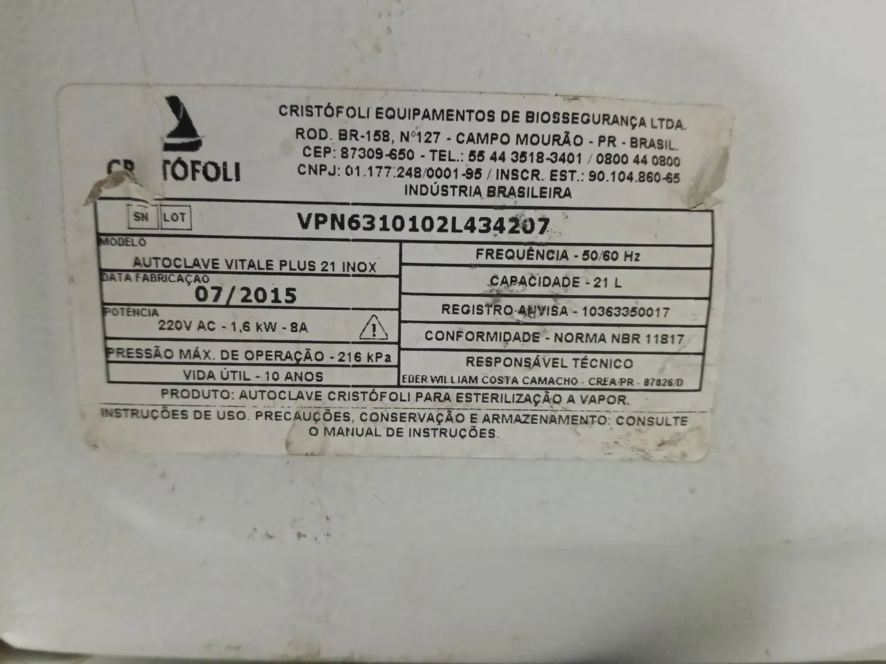 Autoclave cristofoli 21 litros  - Foto 4