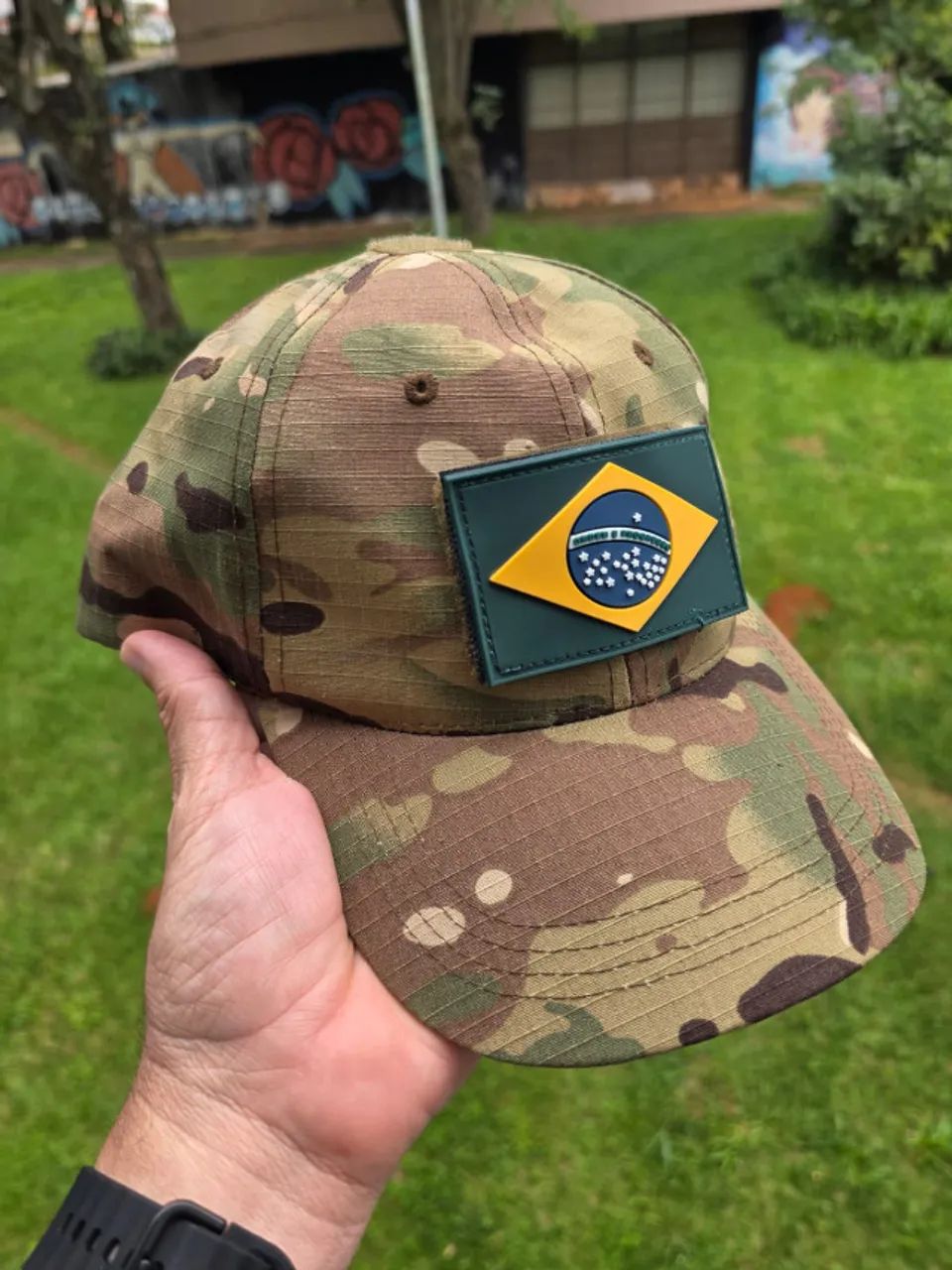 Boné Camuflado com Patch Bandeira do Brasil Premium Ajustável NOVO - Foto 4