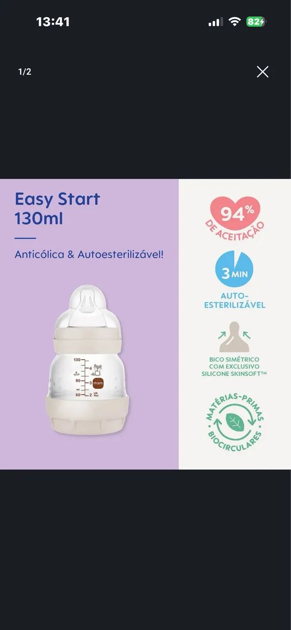 Mamadeira MAM 130ml bege - Foto 2