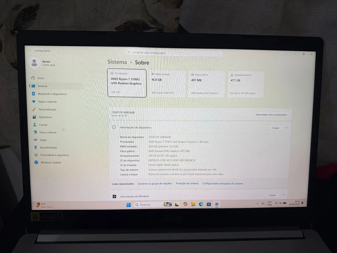 Notebook Acer Ryzen 7 5700u com vídeo integrado - Foto 4