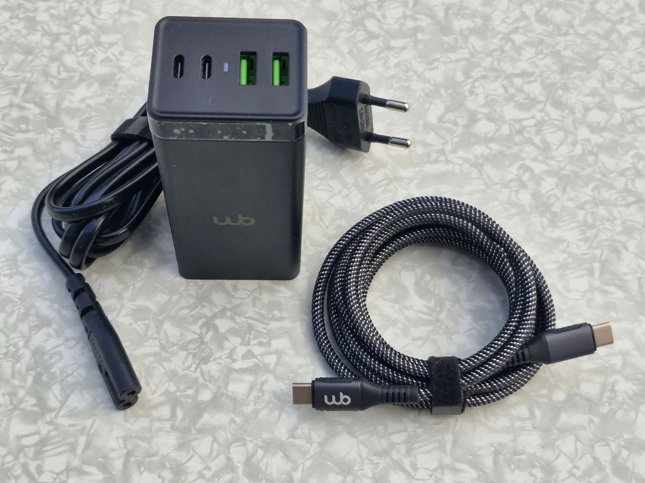 Carregador de parede WB 100W rápido cabo usb c