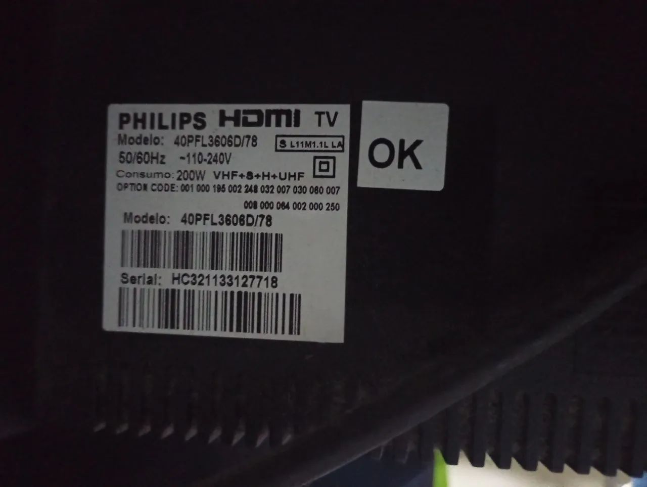 Tv com defeito na tela