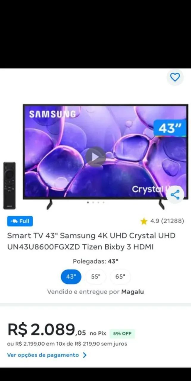 TENHO TVS LACRADA DA SAMSUNG DE 43 E 55 - Foto 3