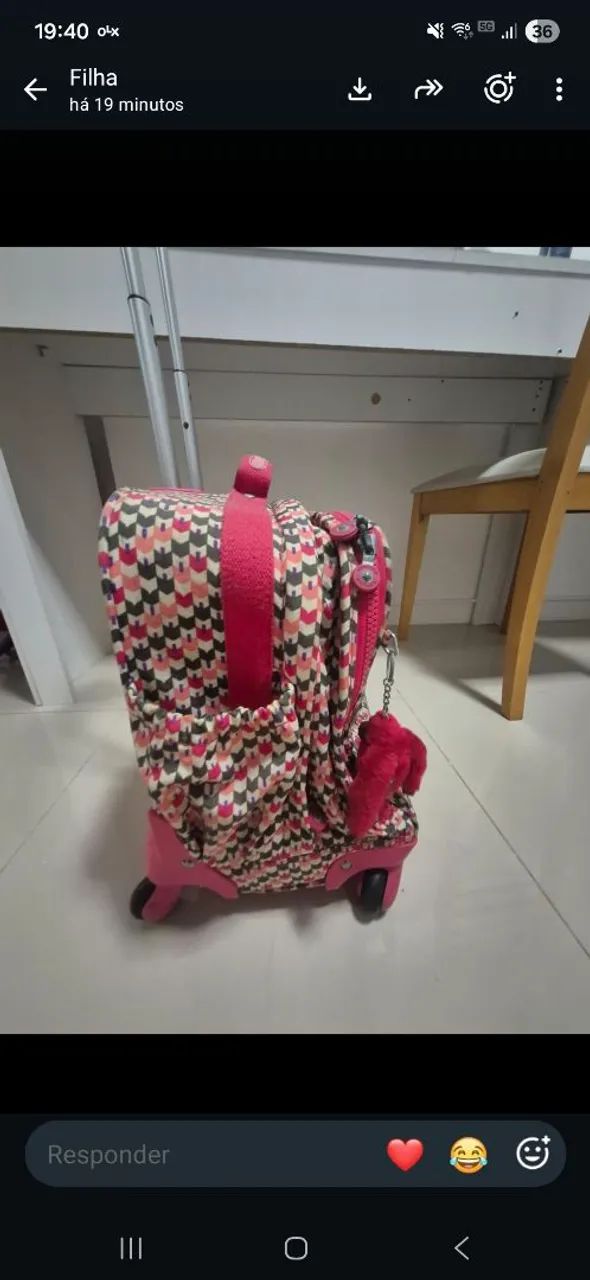 Mochila Kipling Zea/New  original, estampada com rodinhas - Foto 3