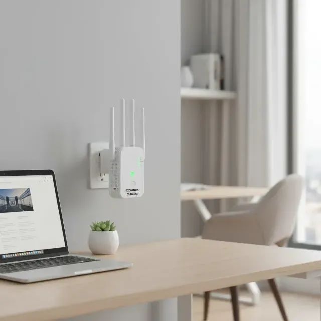 Repetidor WiFi Knup 1200 Mbps 5GHz/2.4GHz 4 Antenas Branco - Foto 2
