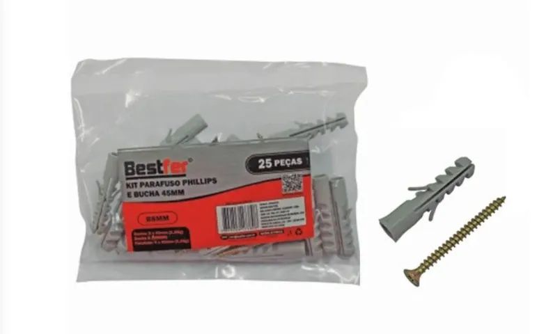 Parafuso e Bucha 8mm Bestfer | Pacote com 25 Un