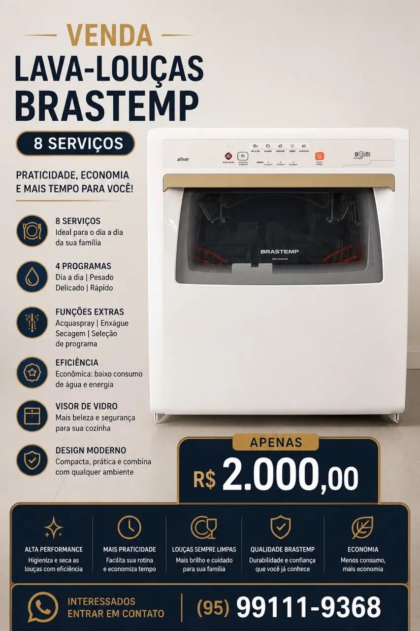 Lava louça Brastemp 8 serviços