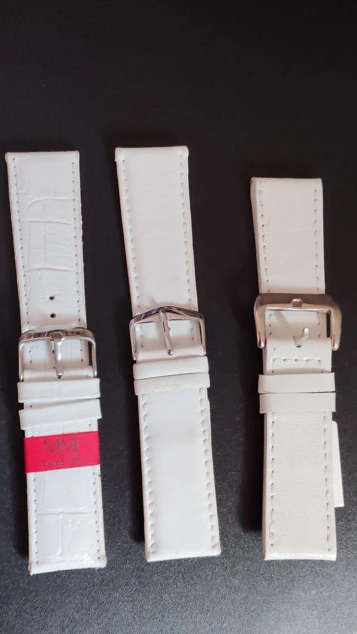 Pulseira relógio couro modelos branco tamanho 24