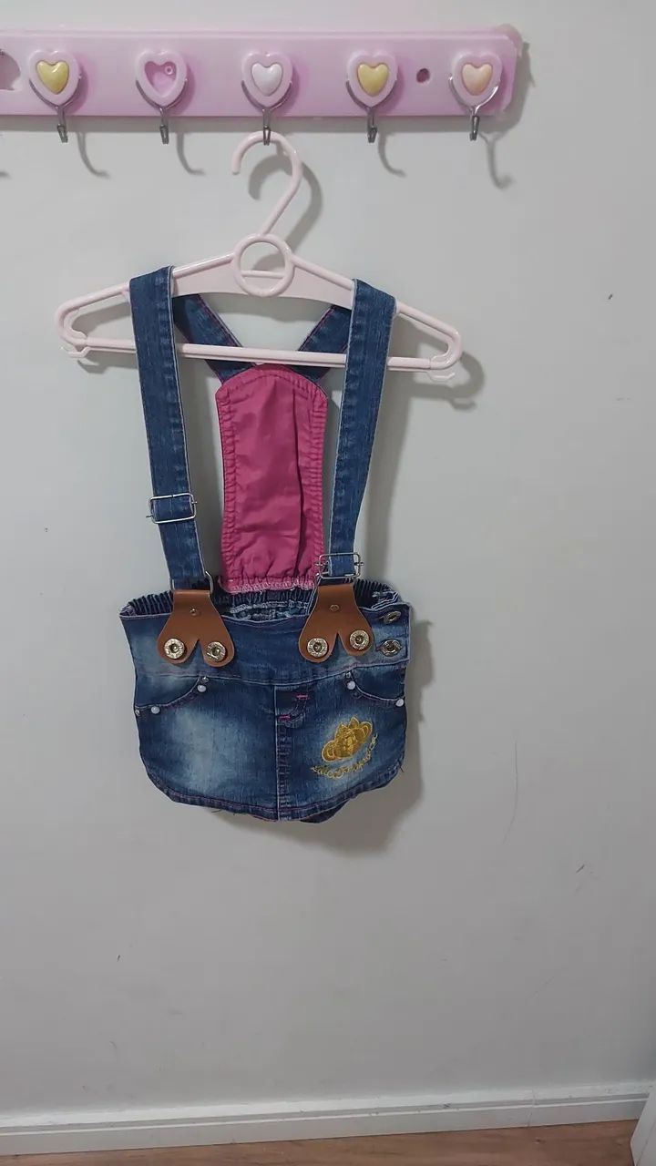 Macaquinho infantil jeans