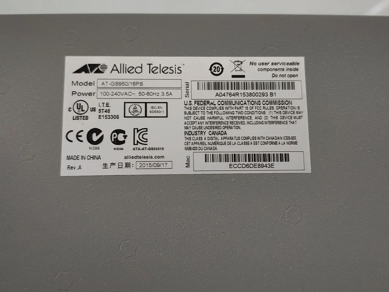 Switch Gigabit PoE+ 16 Portas Allied Telesis AT-GS950/16PS + 2 SFP - Foto 2