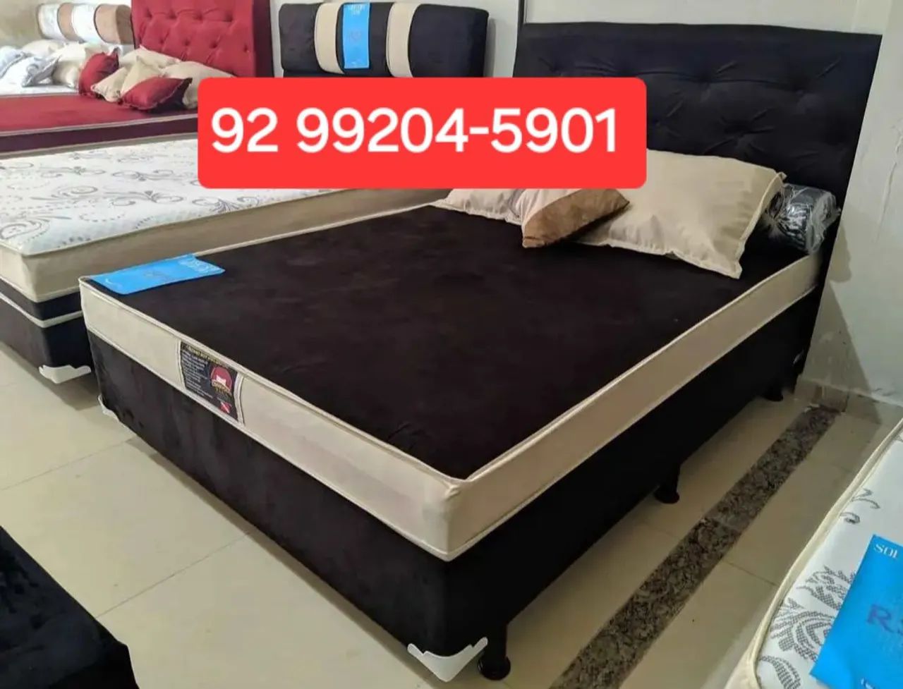Cama Box preta casal 