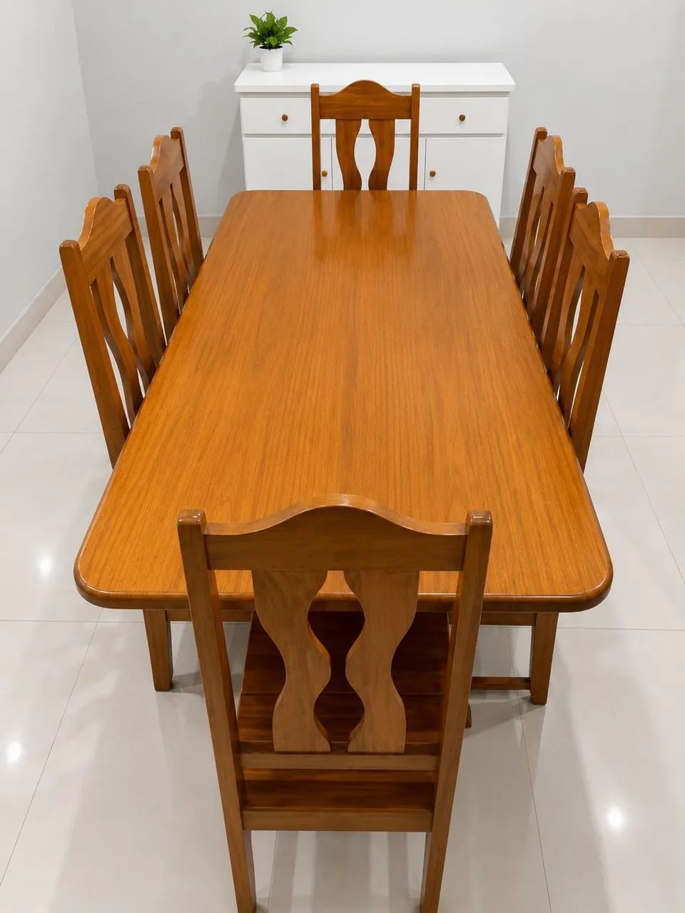 Solid Wood Dining Table with 6 Chairs