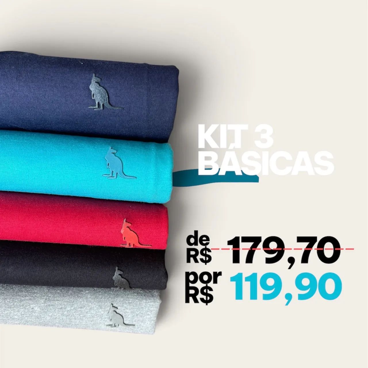 Kit 3 camisetas lisas 100% algodão Menegotti 