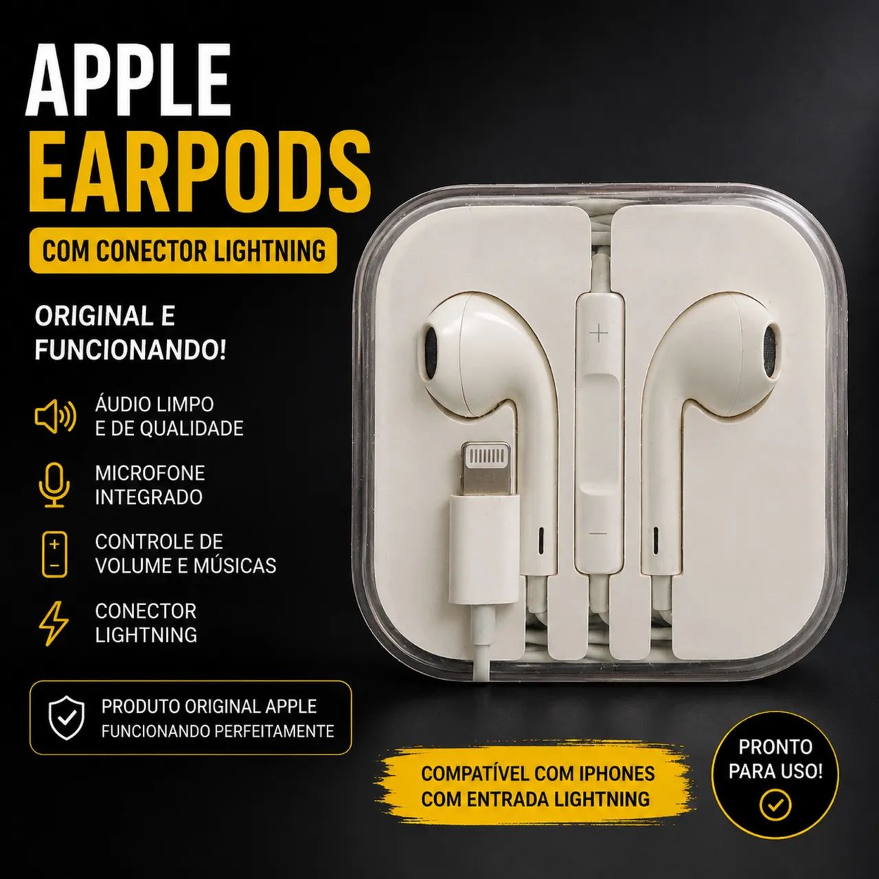 Apple EarPods Original Lightning para iPhone - Funcionando Perfeitamente - Foto 3