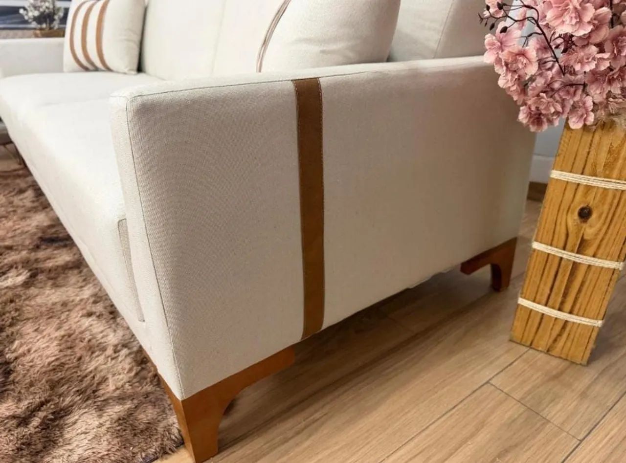 Maravilhoso Sofa Cama Luizi 2.09m - Bege Linho - Foto 3