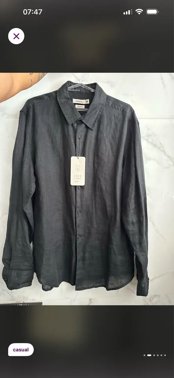 Camisa puro linho preta