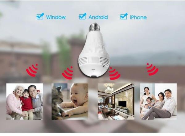 Lâmpada Espiã Câmera Ip Led Wifi HD Panorâmica 360º Celular - Foto 4