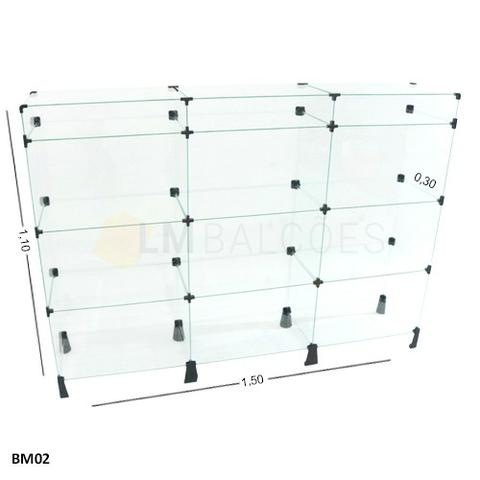 Balcao modular de Vidro 1,50 x 1,10 x 0,30 FRete e Gratis