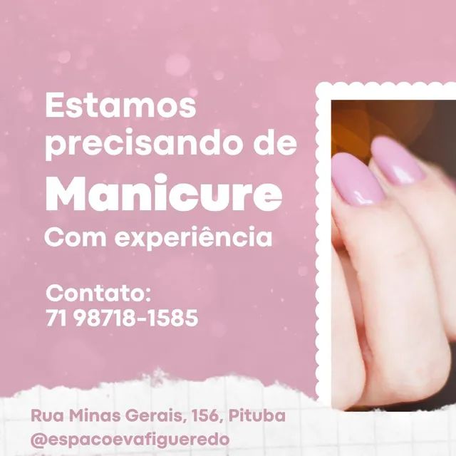 Vaga para manicure com experiência 