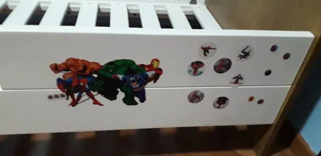 Desapego Cama que vira berço Modelo Floresta Branco e Avelã Marca Tulipa Baby Usado - Foto 5