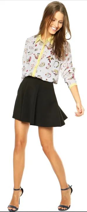 Camisa Estampada Manga Longa detalhes Amarelo - Foto 2