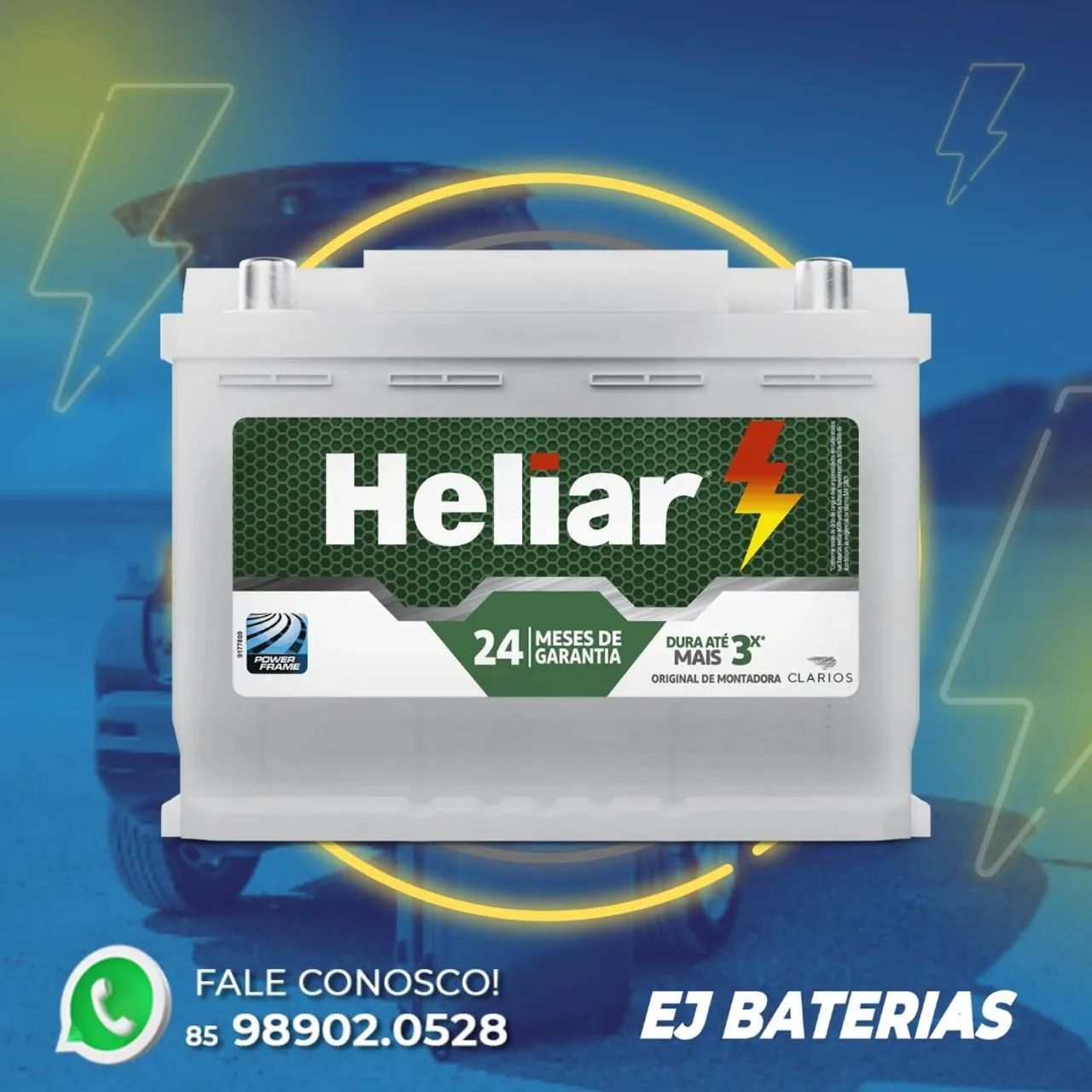 Bateria 100Ah heliar de som automotivo 