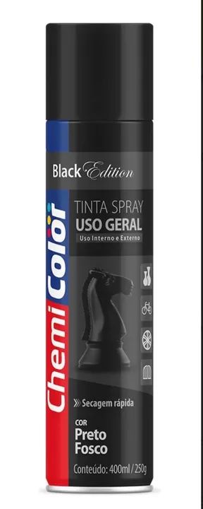 Tinta Spray Chemicolor preto brilhante 400ml kit /6und  - Foto 2