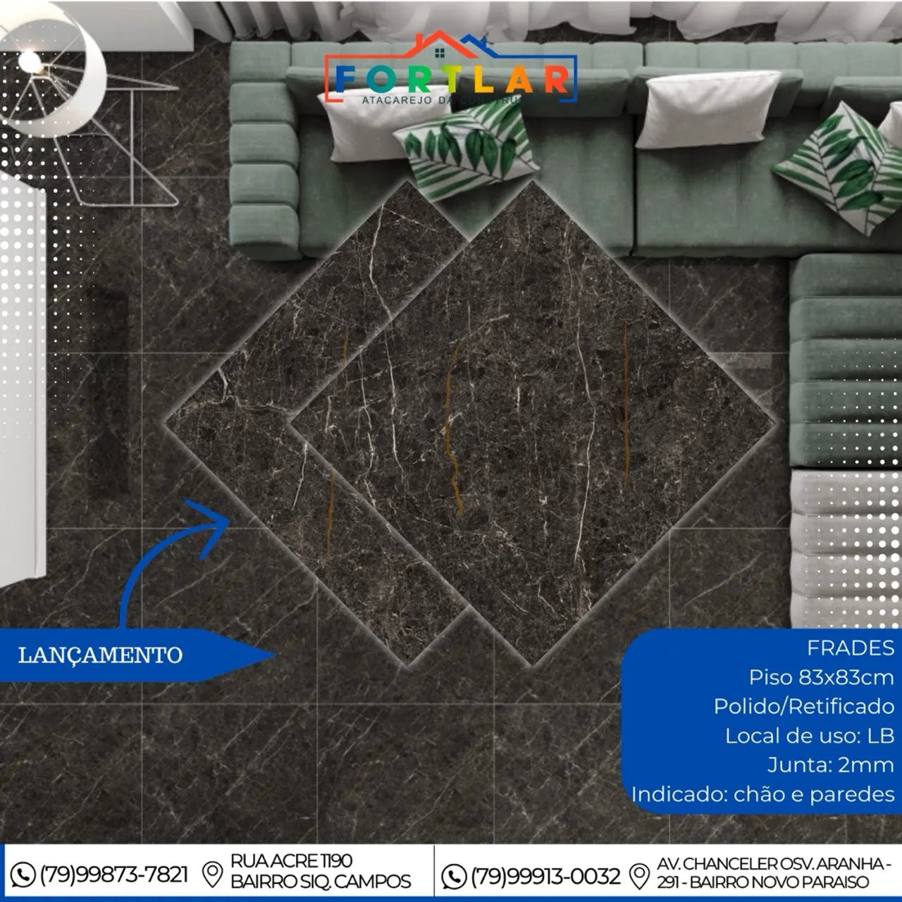 Super piso polido 83x83 só 59,90