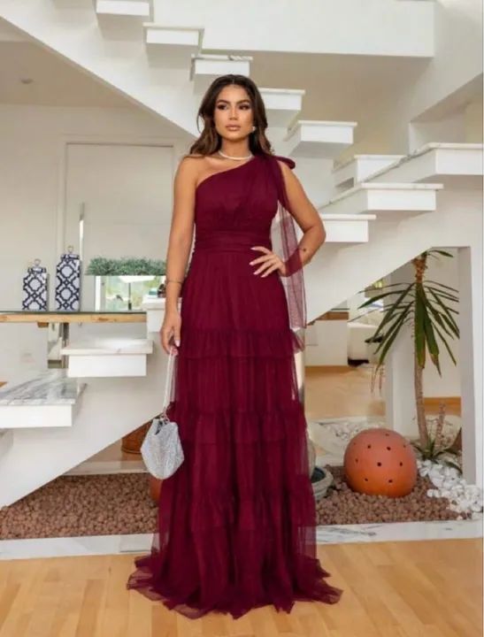 Marsala Vestido De Malha Para Madrinha De Casamento Cor Marsala