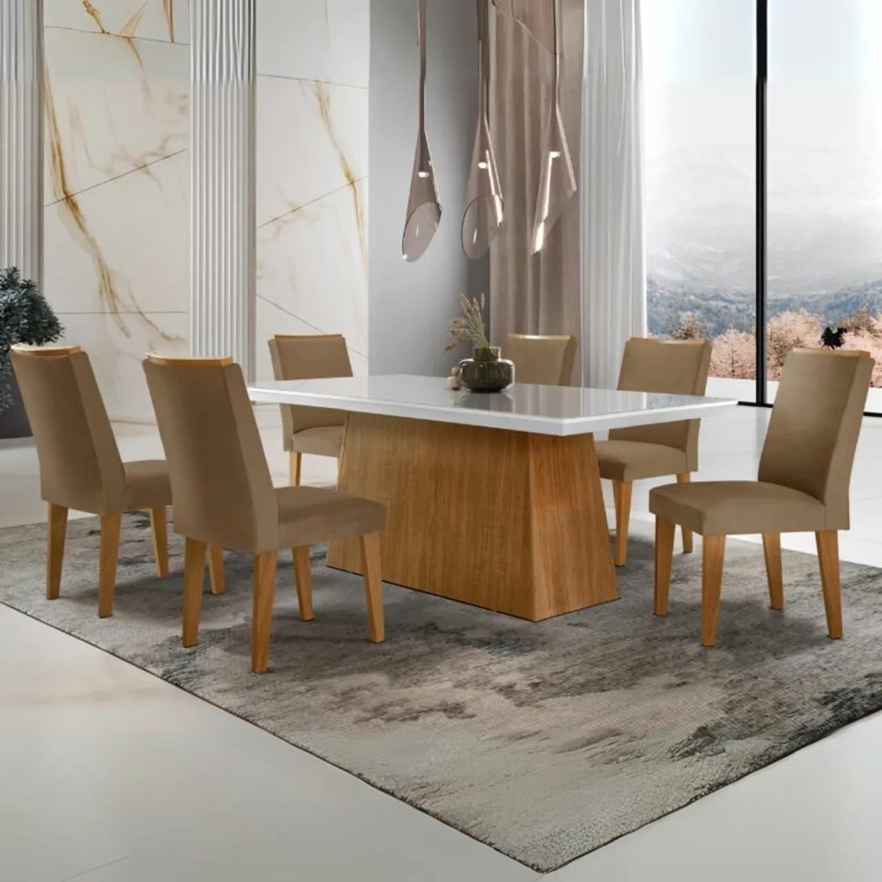 Mesa Luna 180 Canto Copo com 6 Cadeiras tt654 - Foto 3