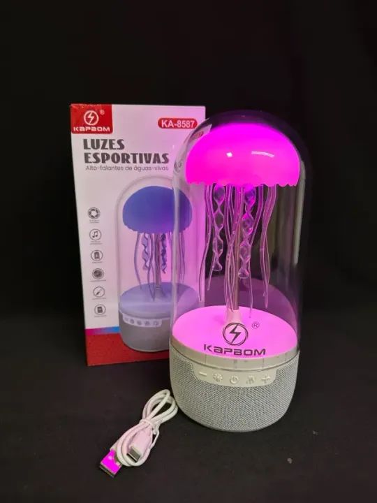 Caixa De Som Bluetooth Agua-Vivas Kapbom KA-8587 Com LED
