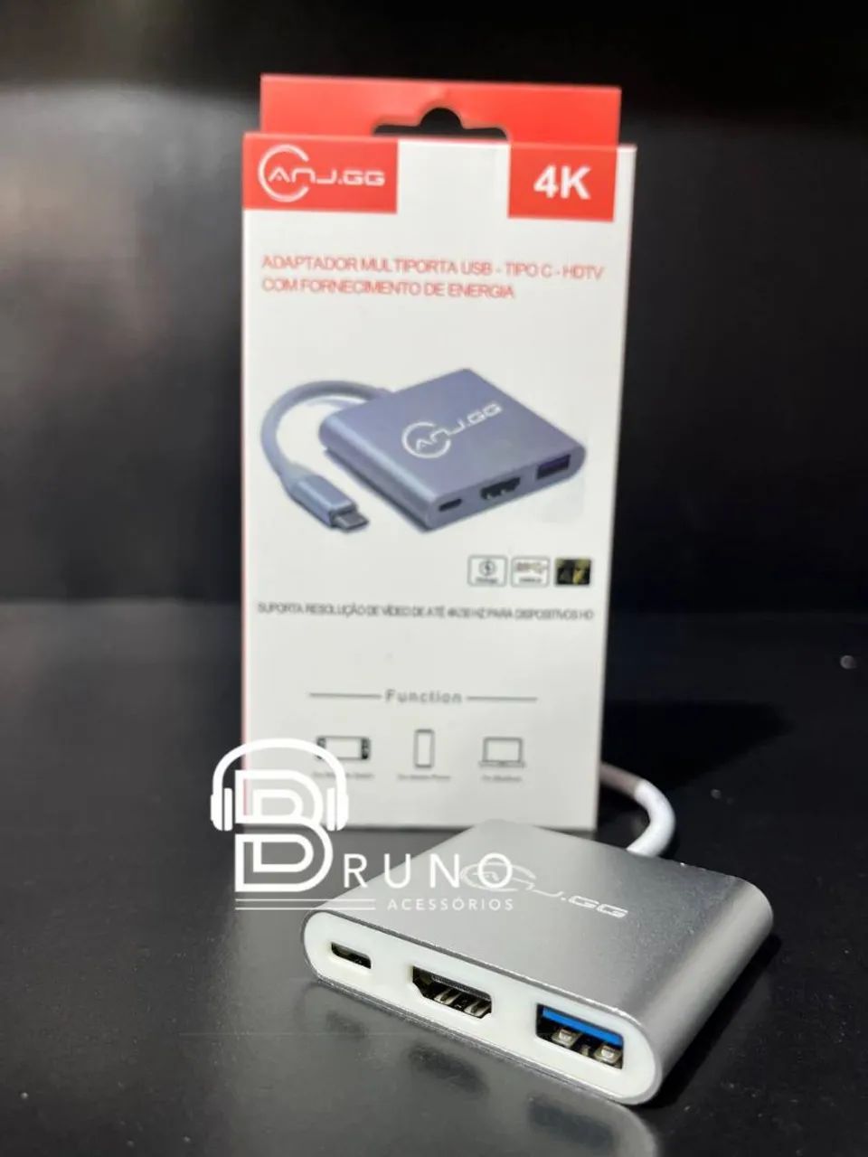 Hub Adaptador Tipo C para HDMI, USB e Carregamento - Foto 4