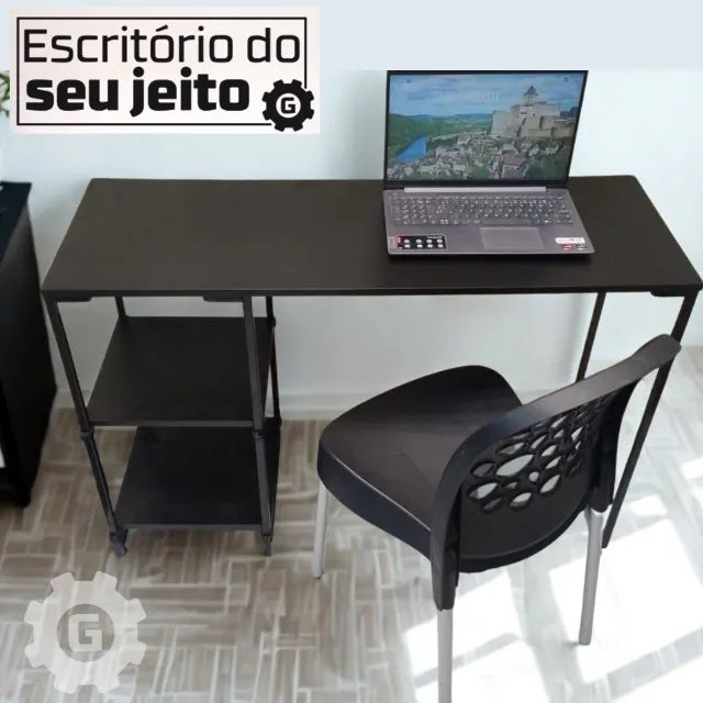 Escrivaninha Industrial 1,1m NOVA Mesa Multiuso Escritório Computador Notebook de Estudo - Foto 4