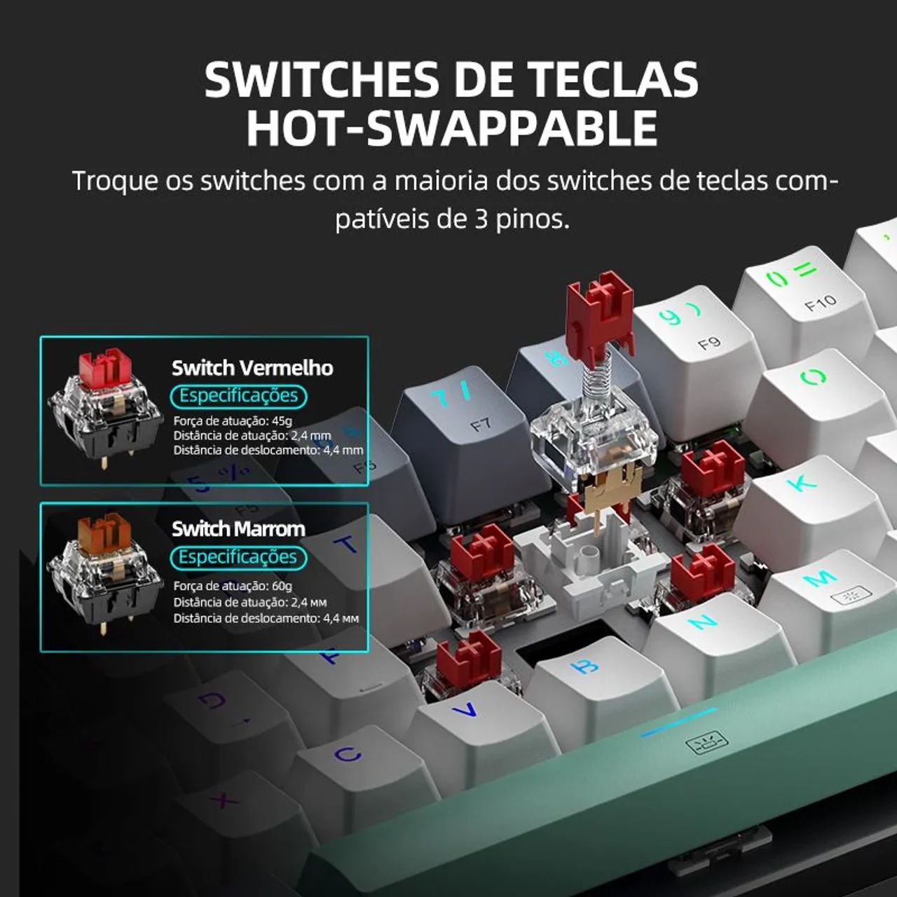 MACHENIKE K500-B61 - Teclado Mecânico (Mini 60%, 61 Teclas)  - Foto 3