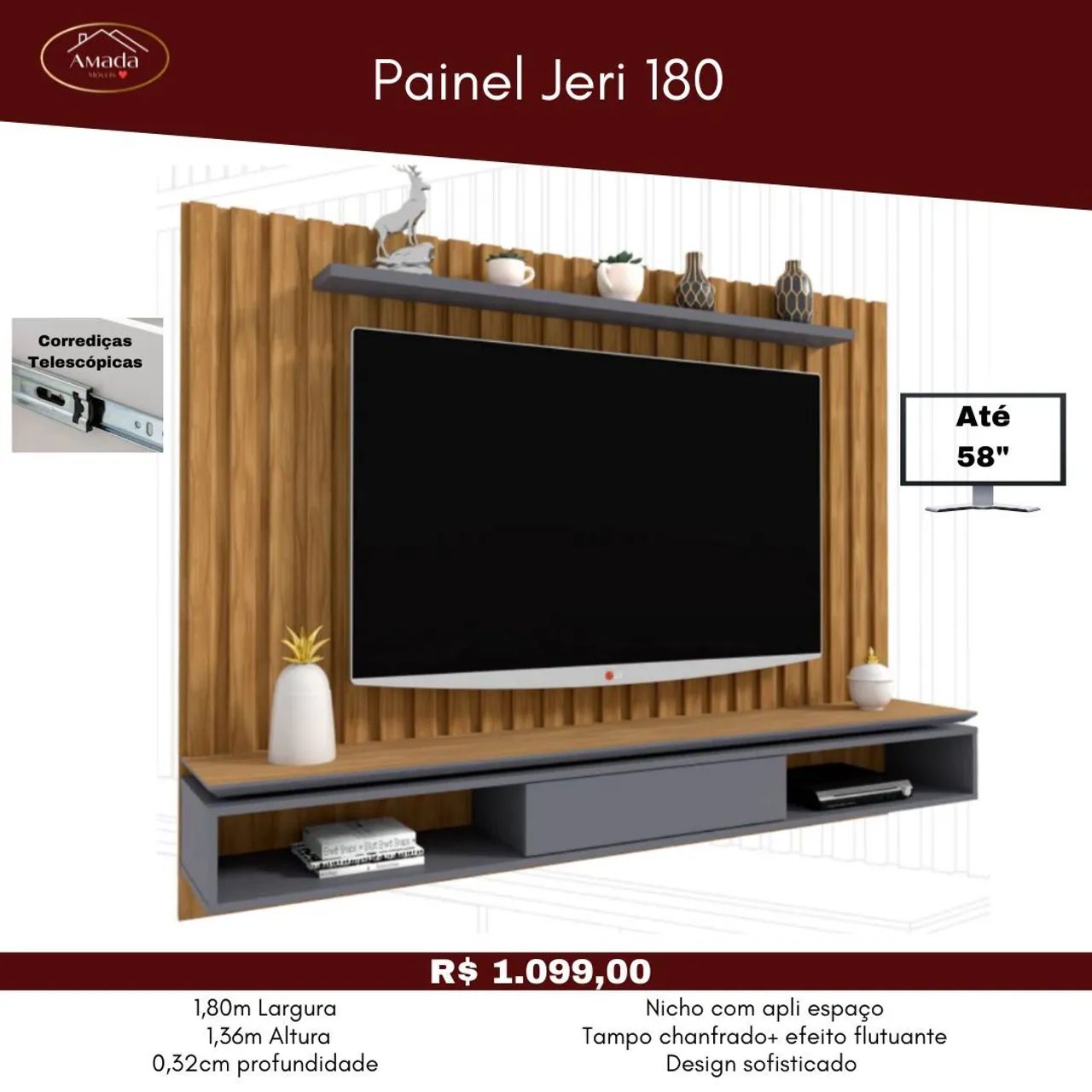 Painel para TV Jeri 180 - entrega em 3 Dias 