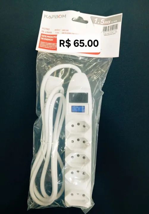 Extensor de tomada 4 tomadas 1,5m com interruptor