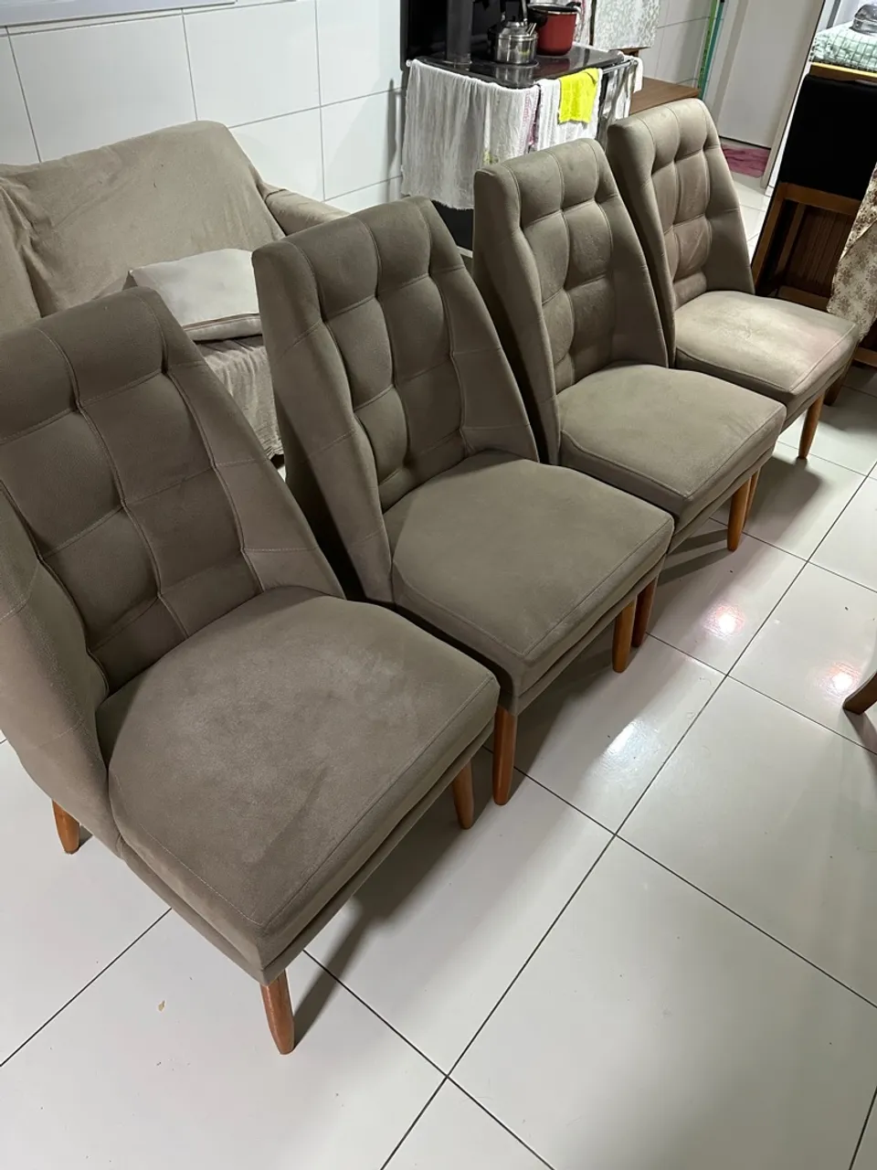 Conjunto de 4 Cadeiras de Jantar Estofadas