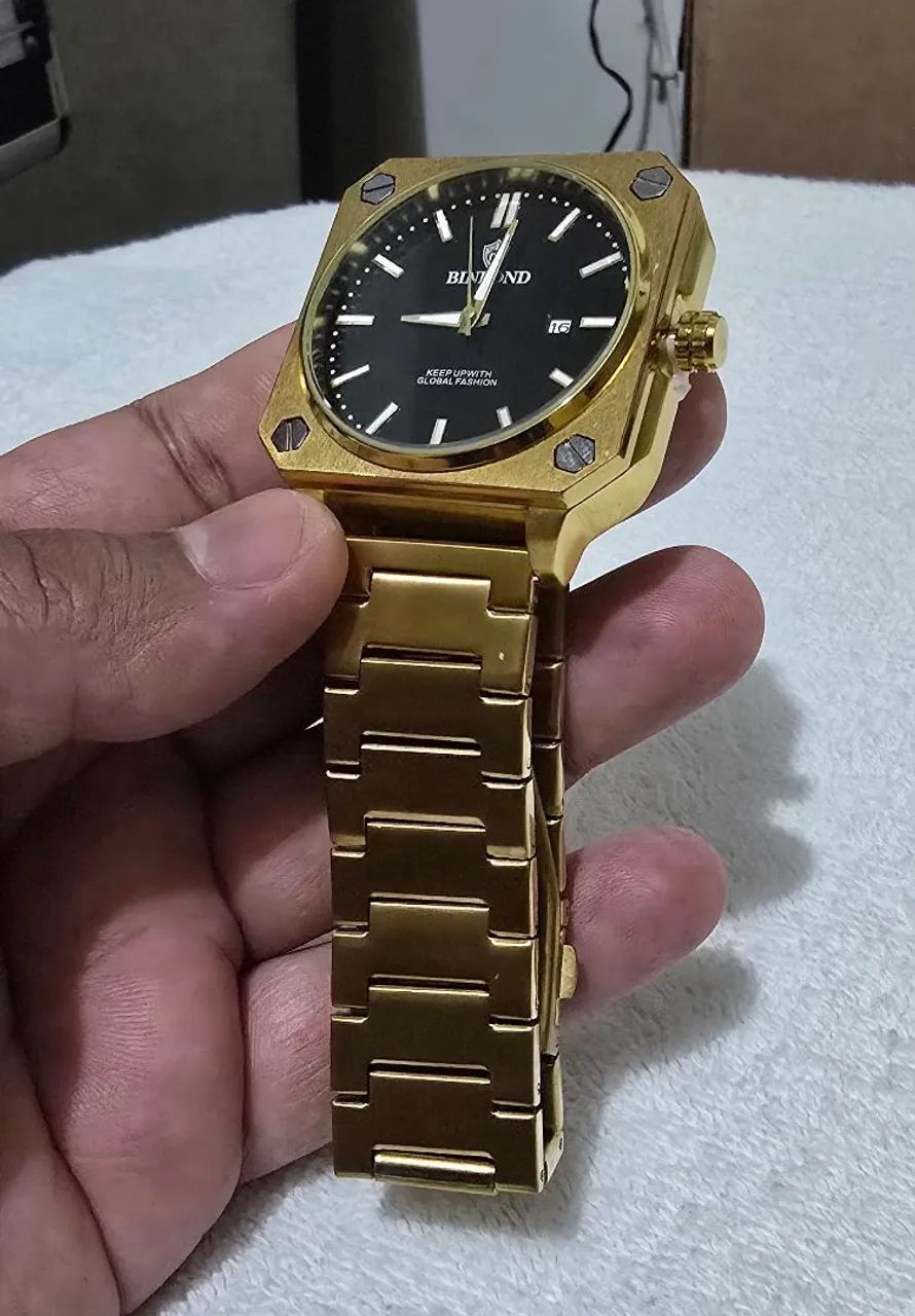 Relógio dourado da Binbond em aço original  - Foto 2