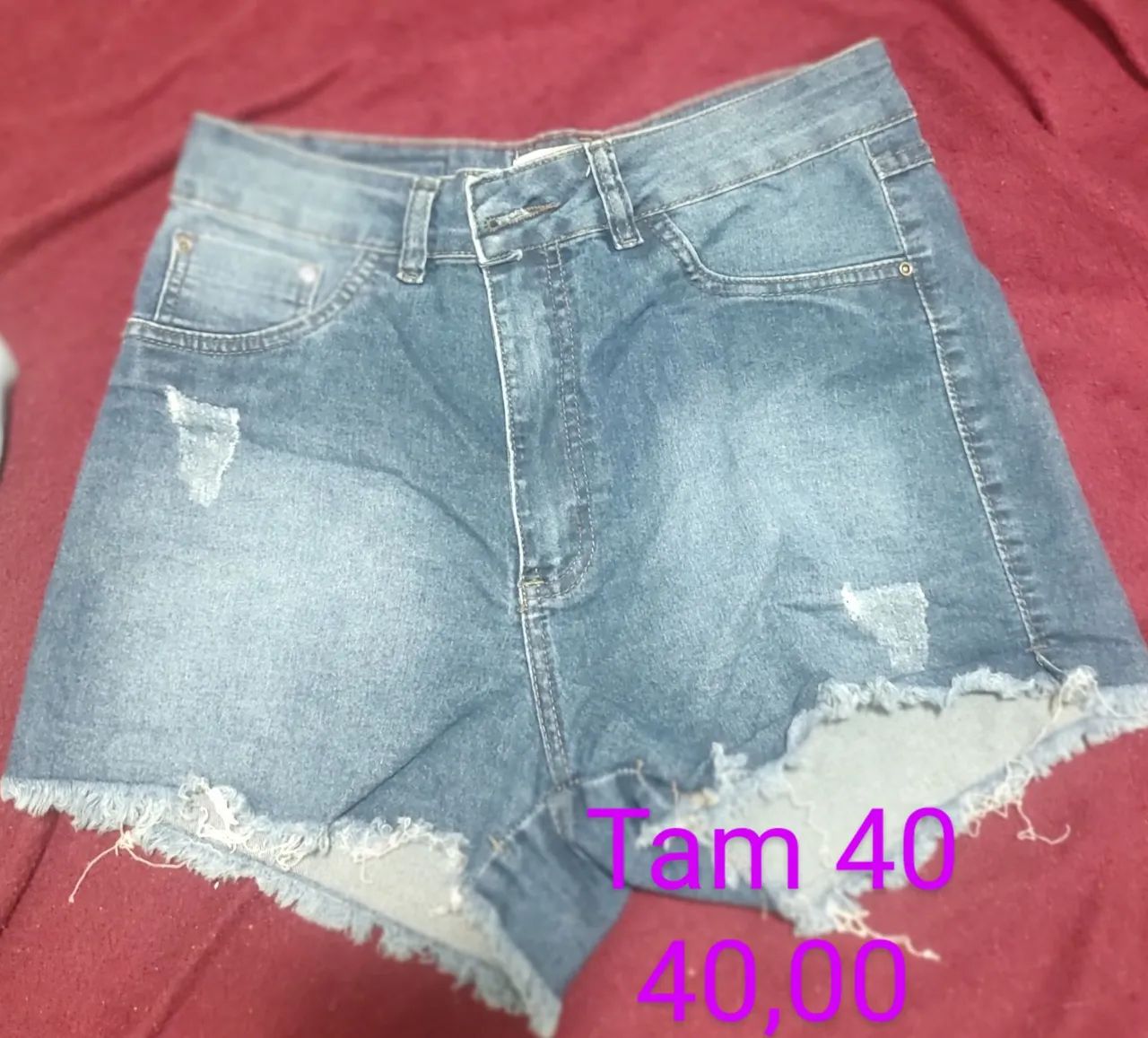 Shorts Jeans Destroyed Tamanho 40