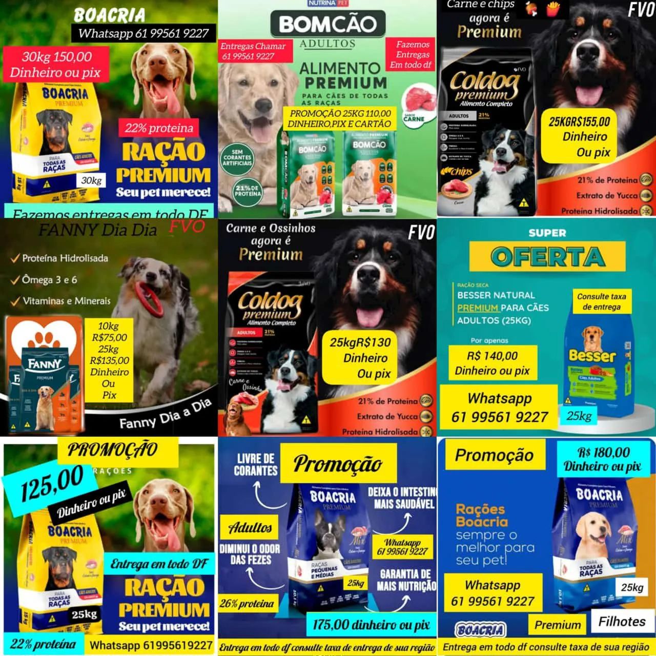 RAÇÃO PREMIUM 25KG, ENTREGA EM TODO DF