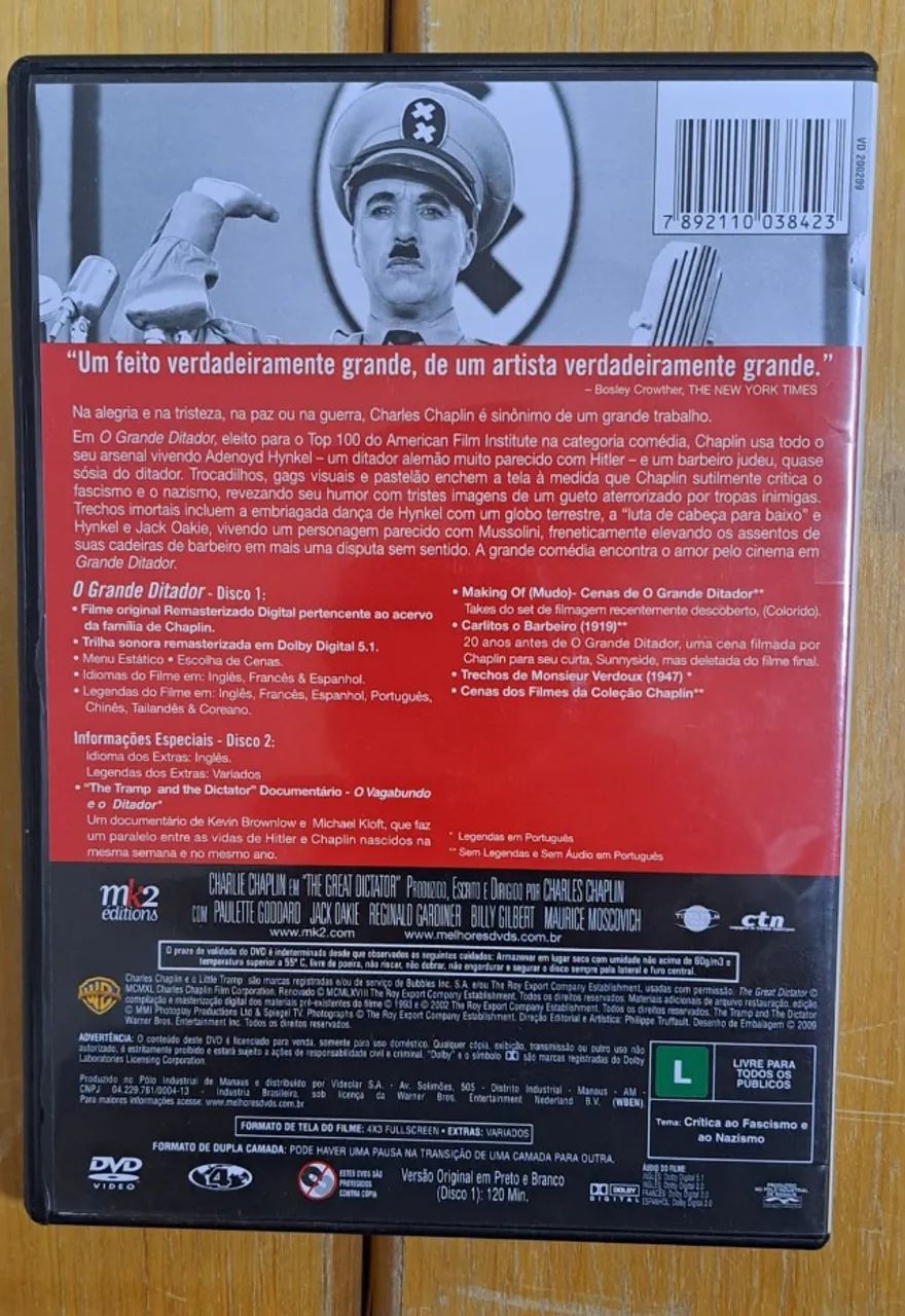 dvd chaplin o grande ditador original - Foto 2
