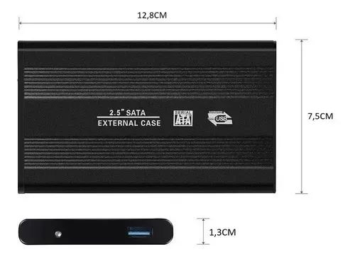 Case Para Hd Externo Sata 2.5 Usb 3.0 Alumínio Kit Completo - Foto 3