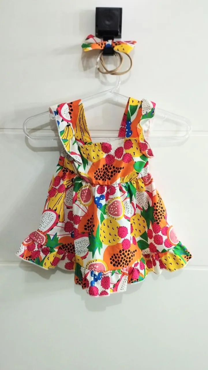 Vestido bebê frutinhas 9 a 12 meses - Foto 2