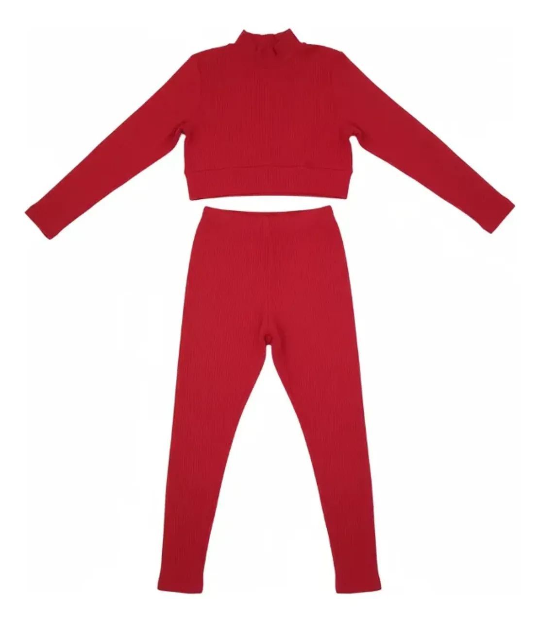 conjunto feminino cropped e legging em malha canelada - Foto 5