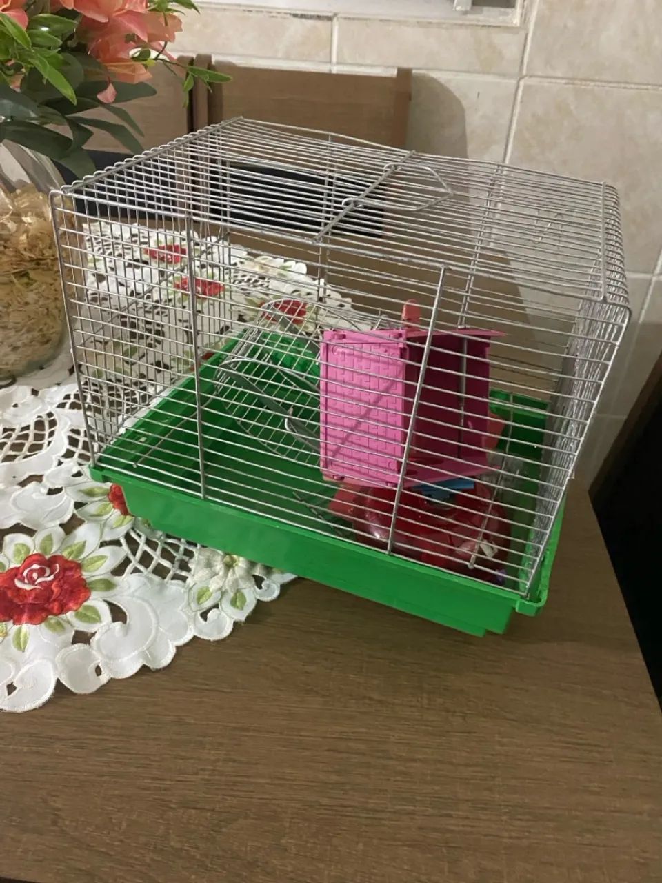 Gaiola para hamster com roda e casa